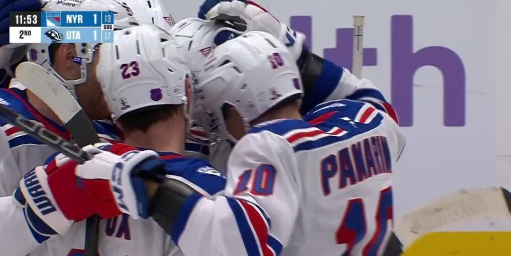 Панарин забил Юте  1-й гол за 6 матчей. У него 20 очков в 23 играх в сезоне