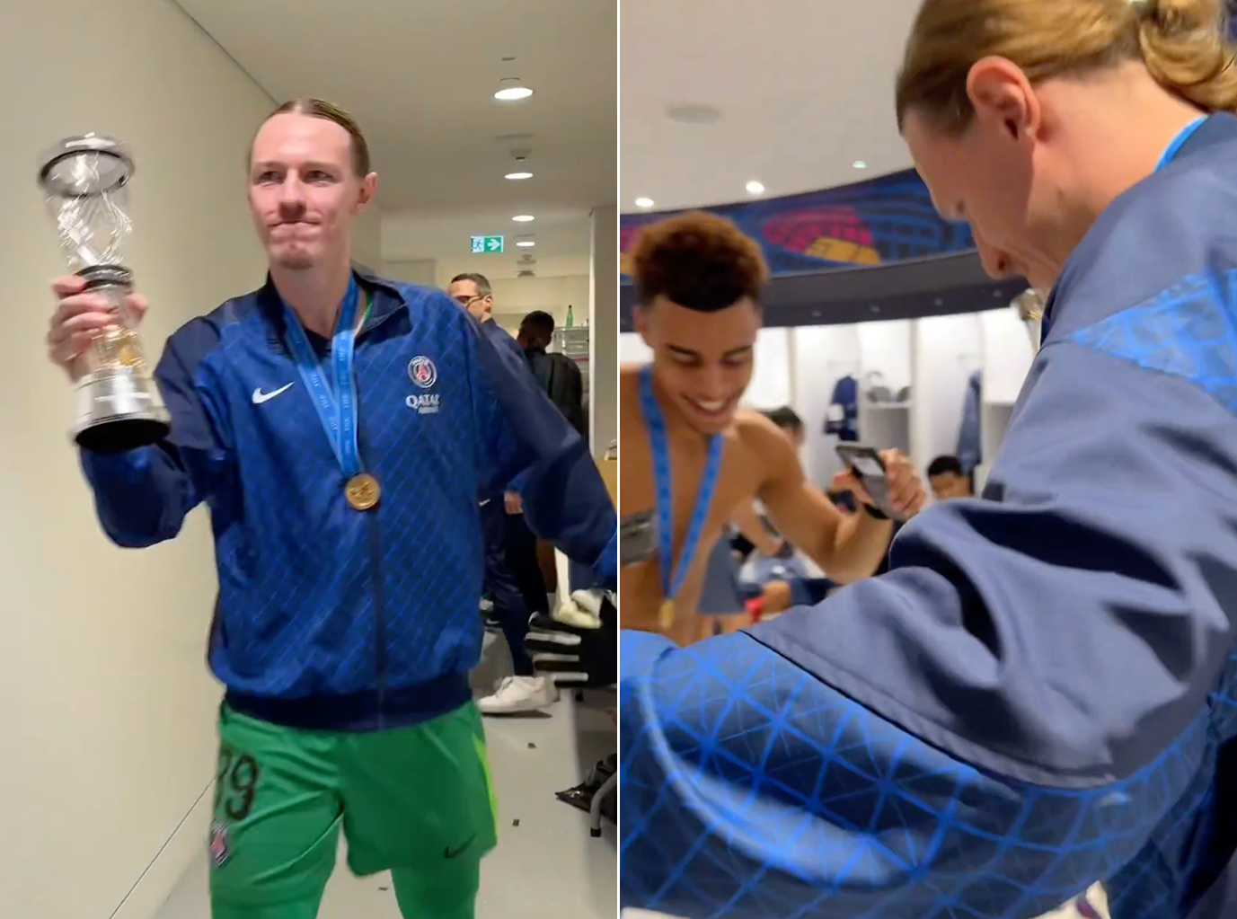 Сафонов станцевал с наградой лучшему игроку Межконтинентального кубка в раздевалке ПСЖ