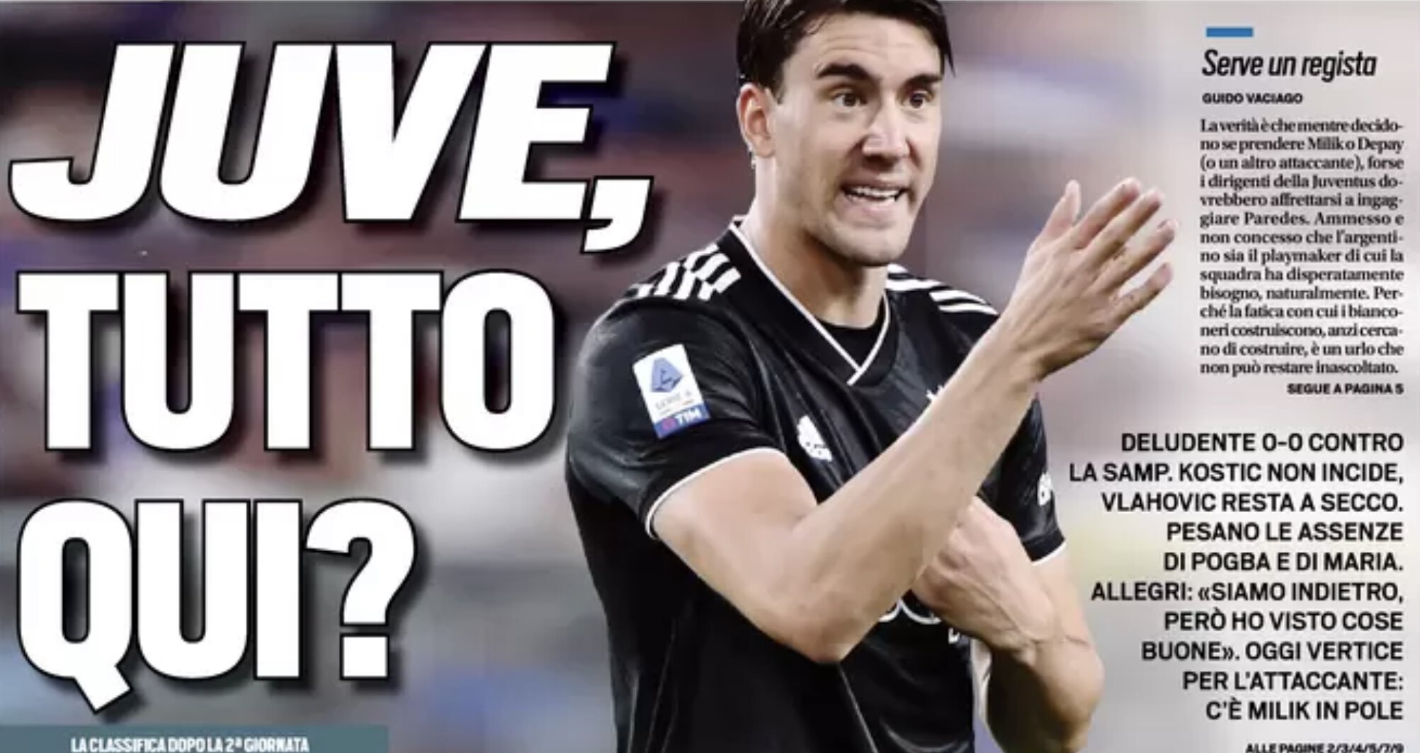 «Юве», это всё? Заголовки Gazzetta, TuttoSport и Corriere за 23 августа