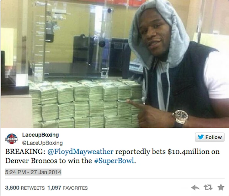 Floyd Mayweather Bets $10 Million On Broncos, Go Seahawks? – Betting Sports