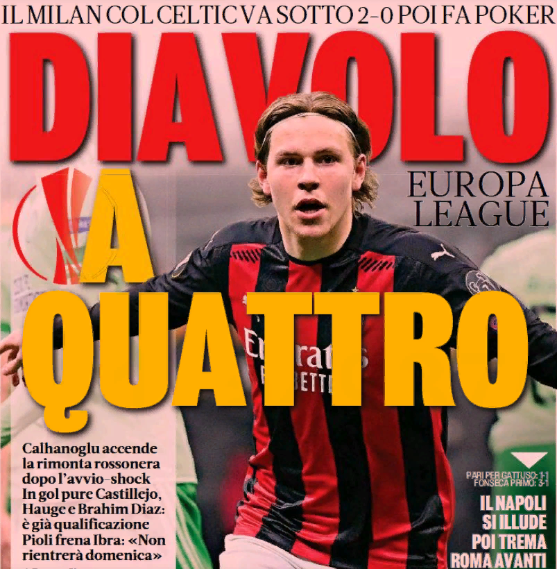Дьявол вчетвером. Заголовки Gazzetta, TuttoSport и Corriere за 4 декабря