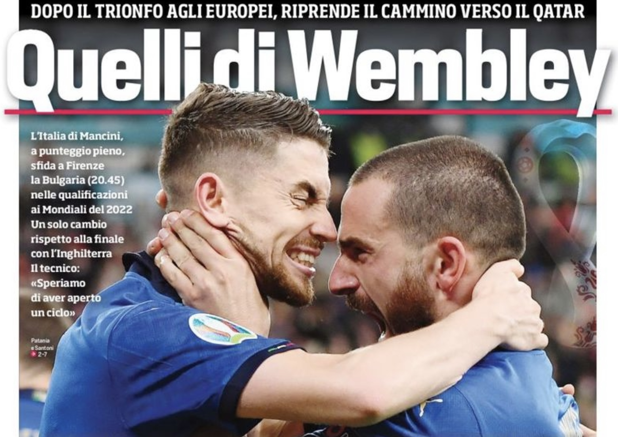 Те, с «Уэмбли». Заголовки Gazzetta, TuttoSport и Corriere за 2 сентября