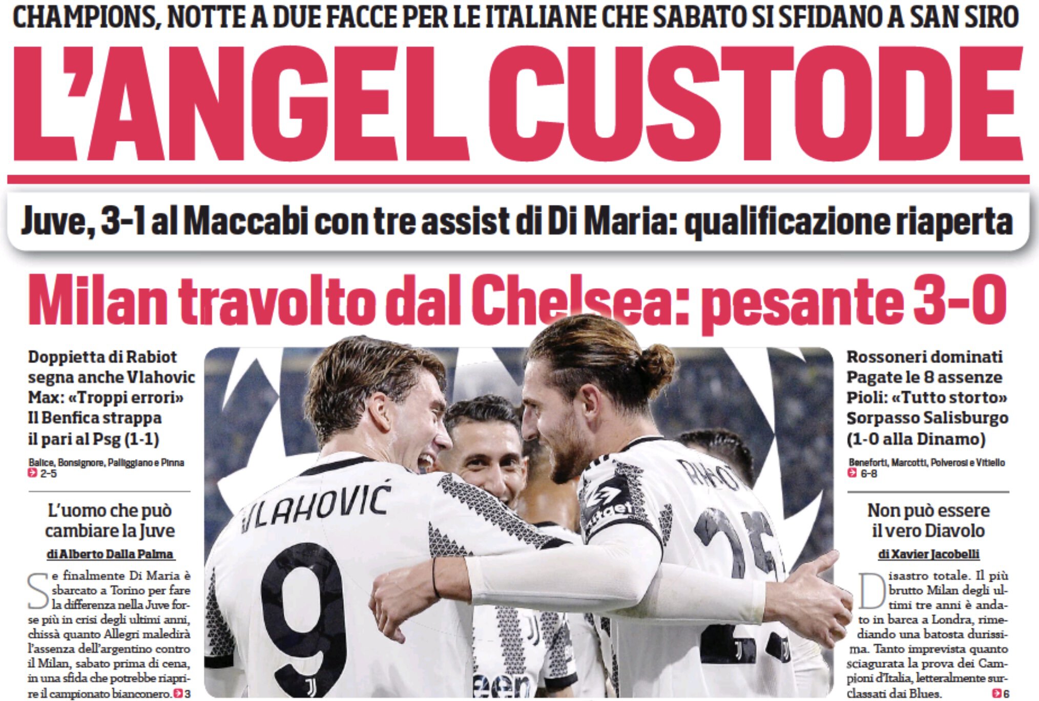 Ангел Хранитель. Заголовки Gazzetta, TuttoSport и Corriere за 6 октября