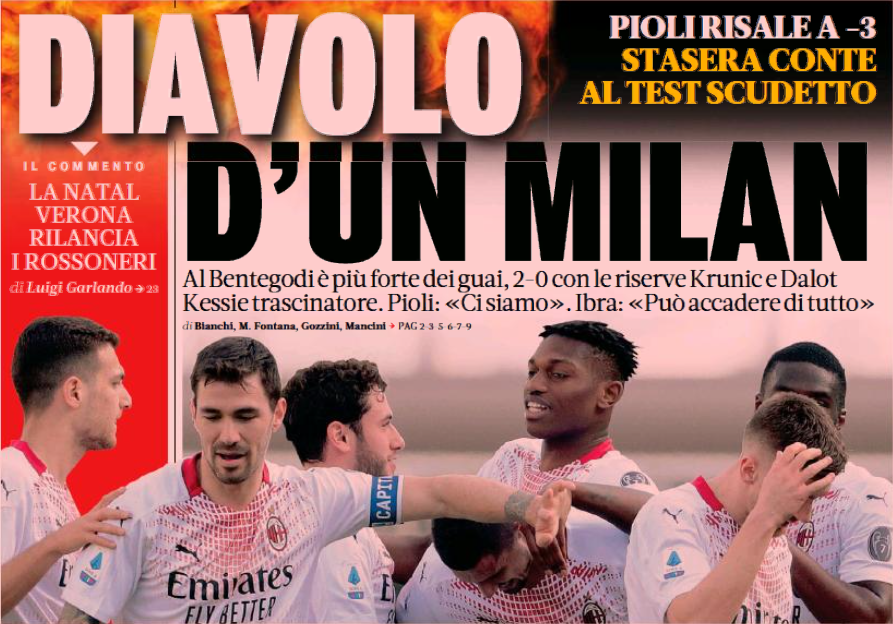 Дьявол «Милана». Заголовки Gazzetta, TuttoSport и Corriere за 8 марта