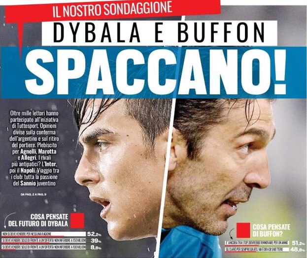 Раскол! Заголовки Gazzetta, TuttoSport и Corriere за 6 апреля