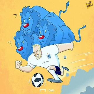 Карикатура Омара Момани по мотивам матча Тунис - Англия