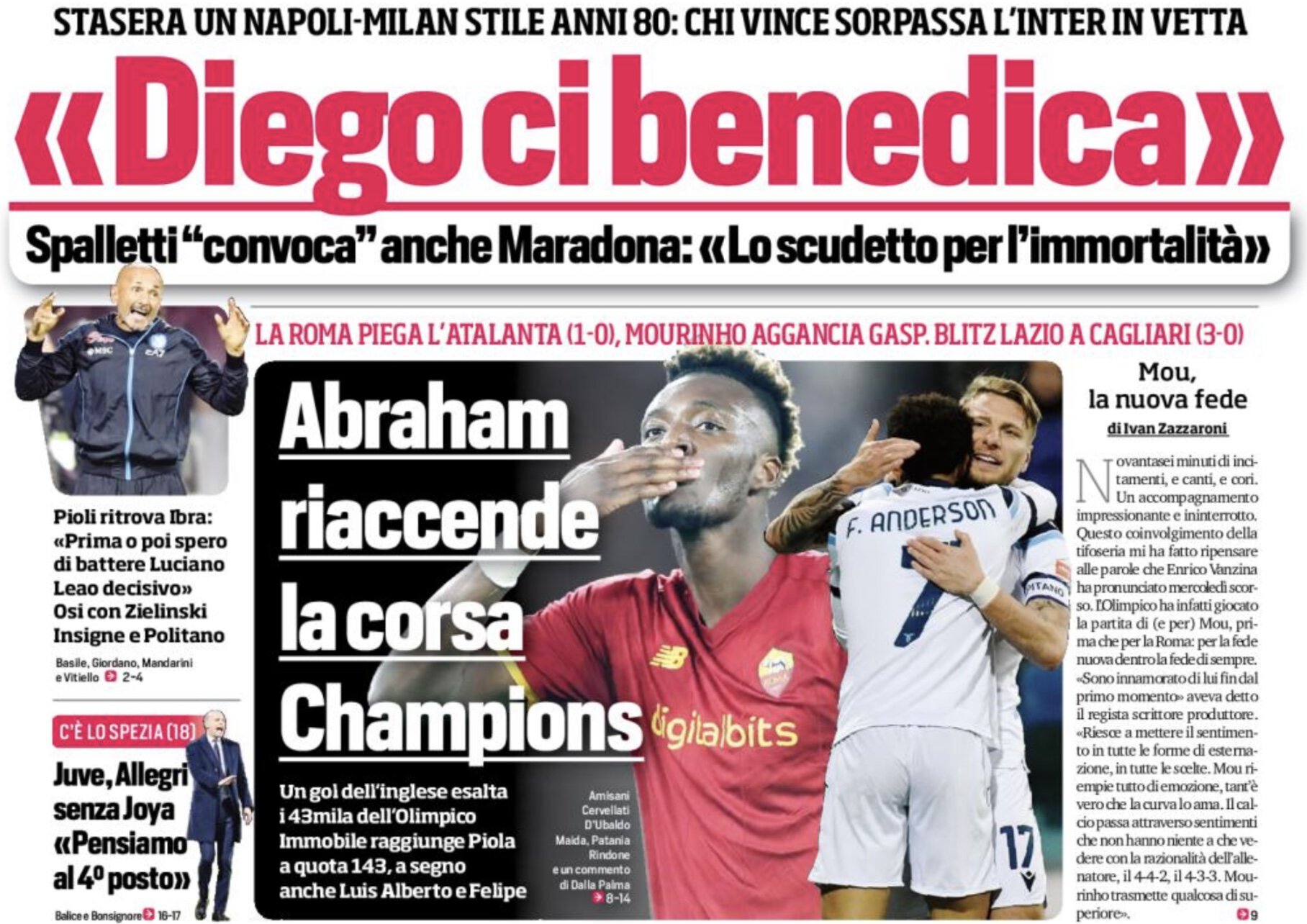 Диего, это посвящается тебе. Заголовки Gazzetta, TuttoSport и Corriere за 6 марта