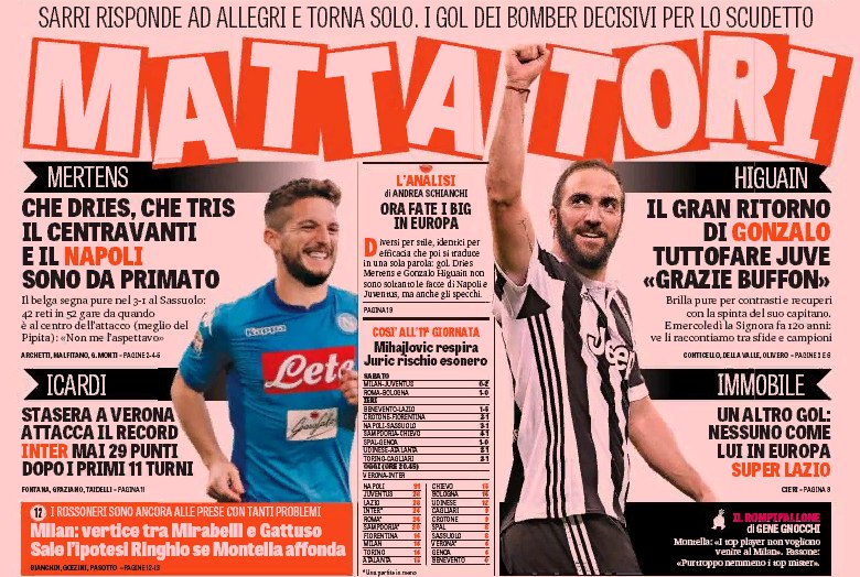 Матадоры. Заголовки Gazzetta, TuttoSport и Corriere за 30 октября
