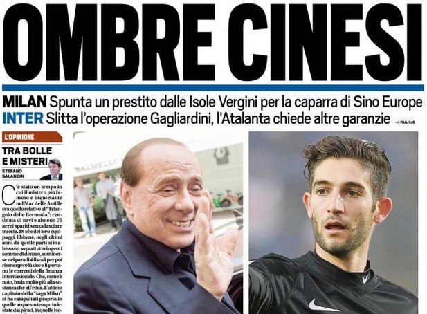 «Китайские тени». Заголовки Gazzetta, TuttoSport и Corriere за 5 января