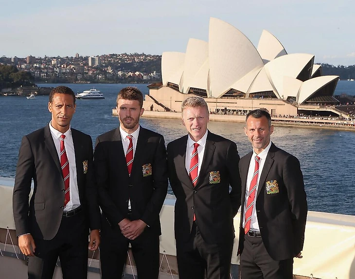 Рио Фердинанд, Майкл Каррик, Дэвид Мойес и Райан гиггз в Австралии