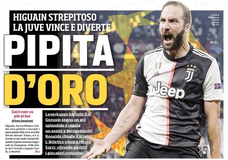 Золотой Пипита. Заголовки Gazzetta, TuttoSport и Corriere за 2 октября
