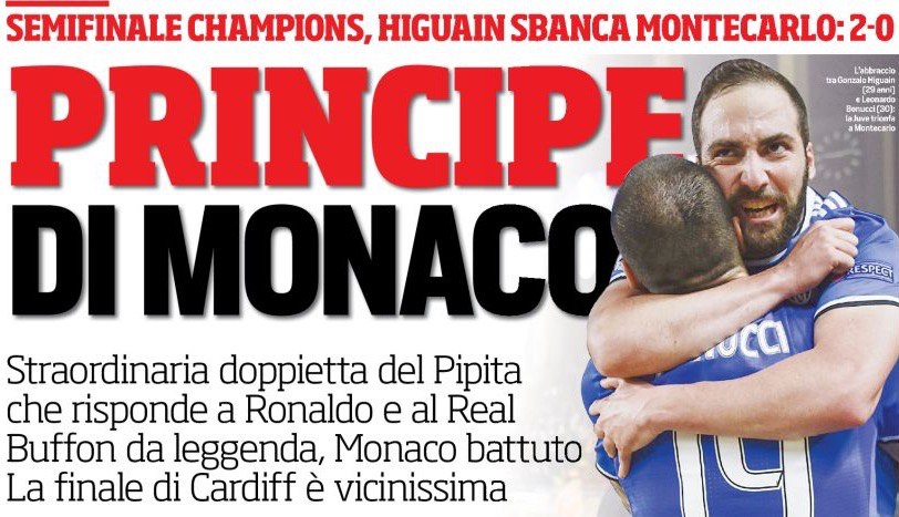 «Князь Монако». Заголовки Gazzetta, TuttoSport и Corriere за 4 мая