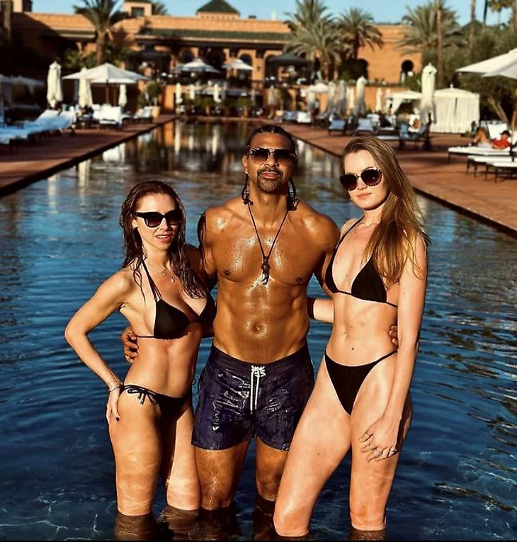 Haye with partners Una Healy and Sian Osborne. Credit: Instagram/Davidhaye.