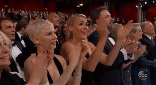 Did That Just Happen? Michelle Williams Clapping - Oscars 20 GIF by Vera Yuan | Gfycat