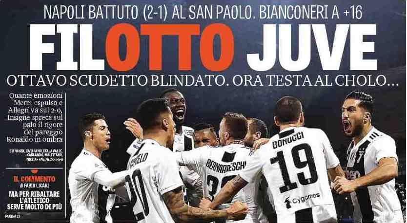 Успех «Юве» на восемь. Заголовки Gazzetta, TuttoSport и Corriere за 4 марта