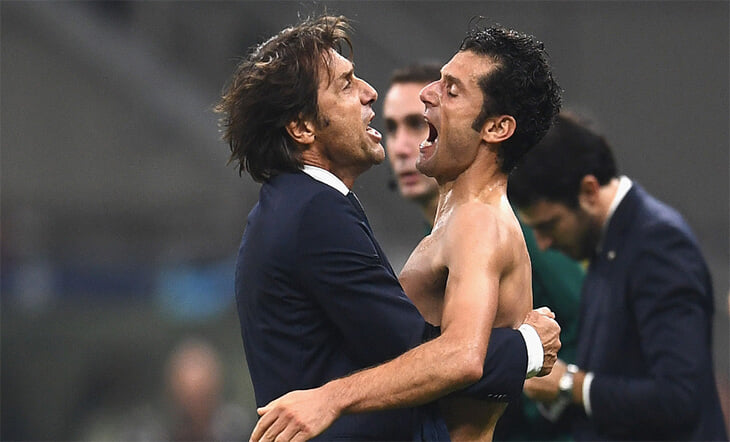 Конте празднует как бешеный. Чуть не разорвал Лукаку после гола