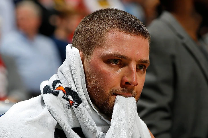 Chandler Parsons of the Memphis Grizzlies looks down the court in the first quarter against the Brooklyn Nets during their game at Barclays Center on...