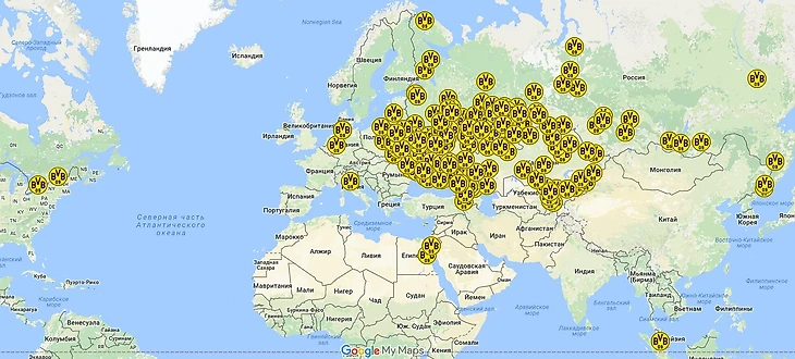 Карта с метками в Google Maps