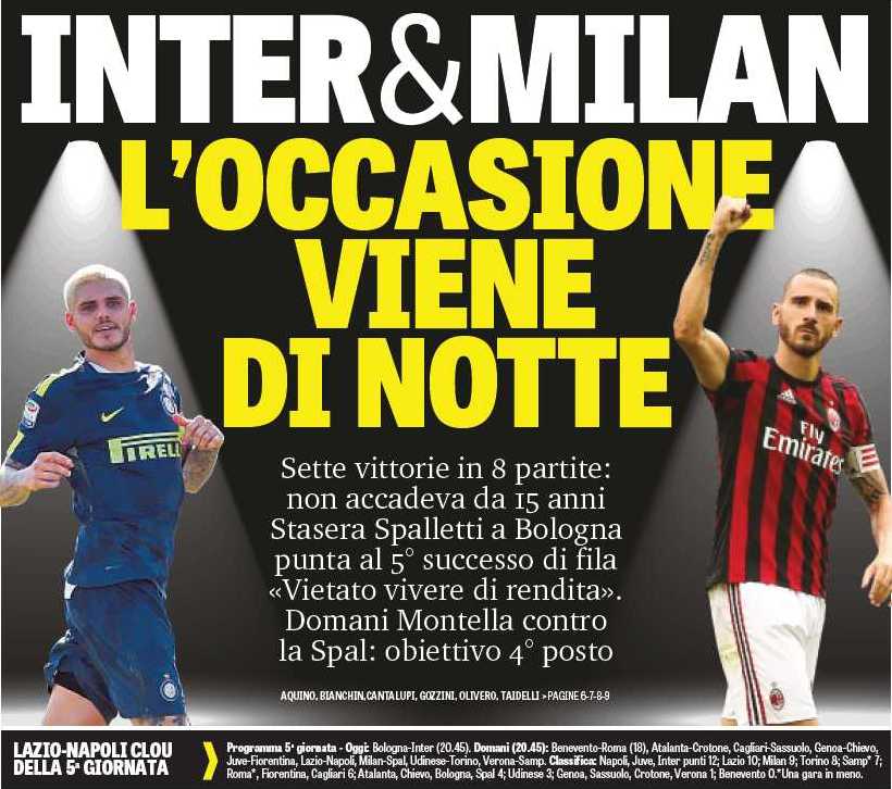 «Интер» и «Милан», повод приходит ночью. Заголовки Gazzetta, TuttoSport и Corriere за 19 сентября