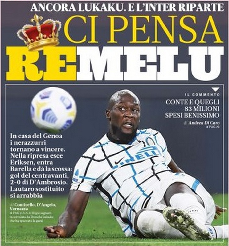 Об этом позаботится король-Ромелу. Заголовки Gazzetta, TuttoSport и Corriere за 25 октября