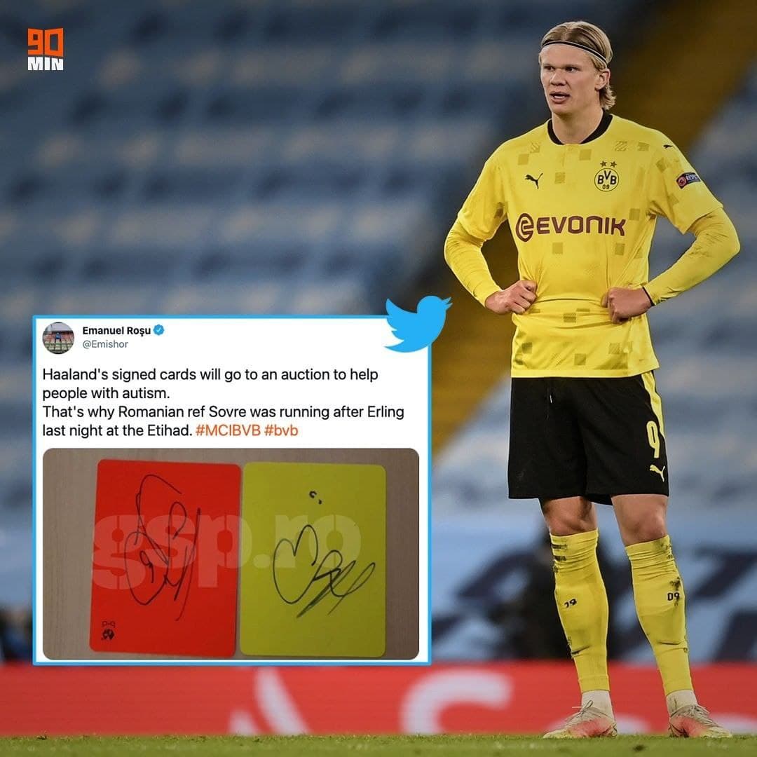 Причина по которой судья встречи «МС» - «Боруссия» взял автографы у Эрлинга Холанда