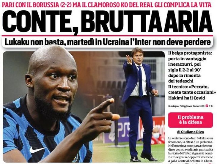 Конте, плохая атмосфера. Заголовки Gazzetta, TuttoSport и Corriere за 22 октября