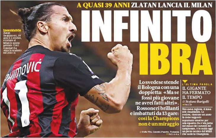 Бесконечный Ибра. Заголовки Gazzetta, TuttoSport и Corriere за 22 сентября