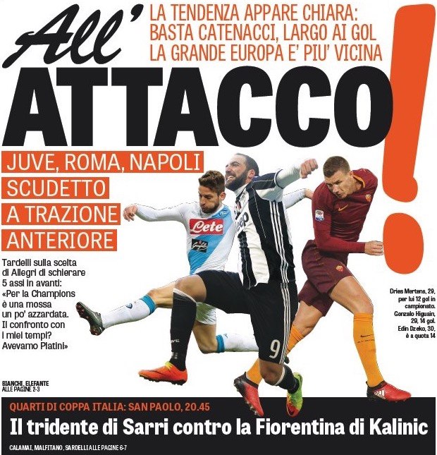 «В атаку!». Заголовки Gazzetta, TuttoSport и Corriere за 24 января