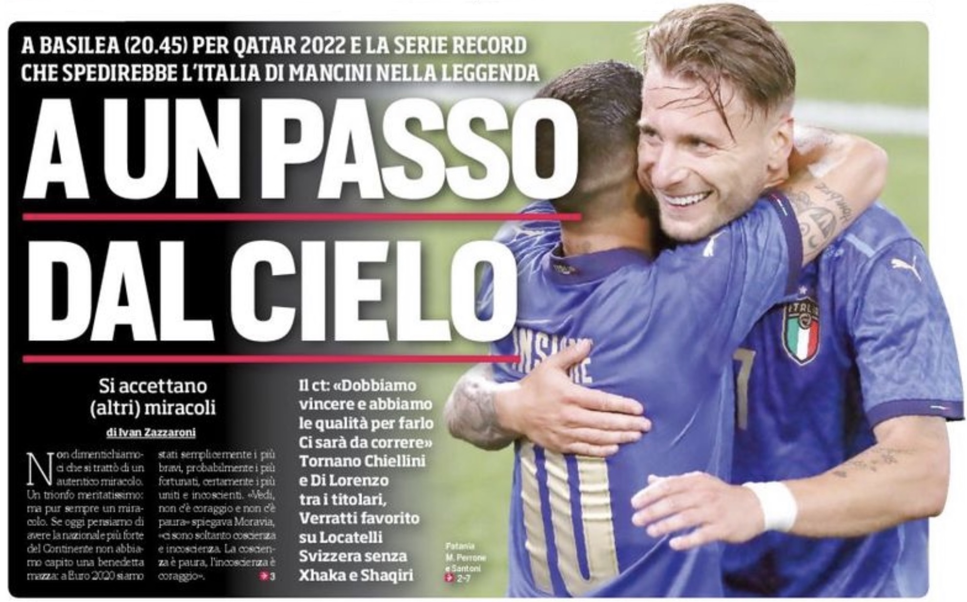 В шаге от неба. Заголовки Gazzetta, TuttoSport и Corriere за 5 сентября