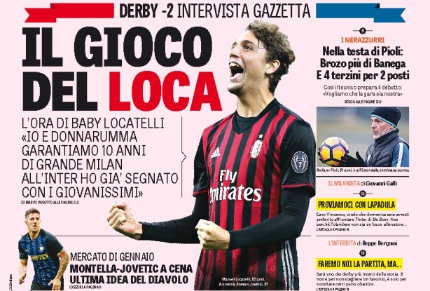 «Игра Лока». Заголовки Gazzetta, TuttoSport и Corriere за 18 ноября