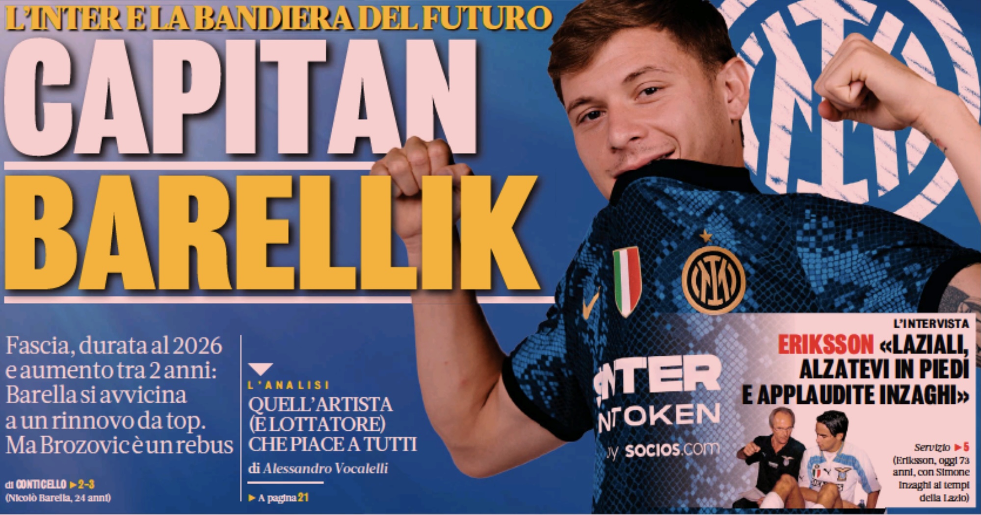 Капитан Бареллик. Заголовки Gazzetta, TuttoSport и Corriere за 15 октября