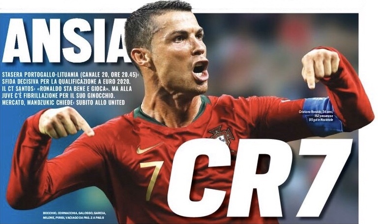 Тревога CR7. Заголовки Gazzetta, TuttoSport и Corriere за 14 ноября