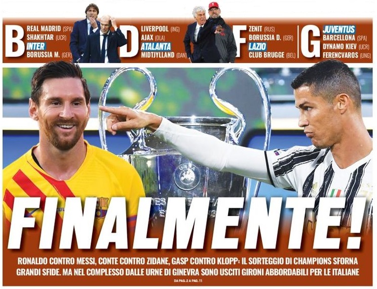 Наконец-то! Заголовки Gazzetta, TuttoSport и Corriere за 2 октября