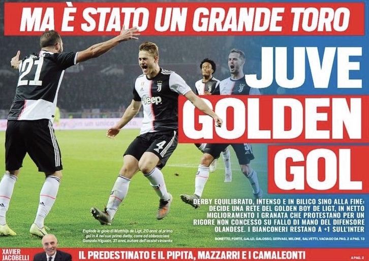 «Юве», Golden Gol. Заголовки Gazzetta, TuttoSport и Corriere за 3 ноября