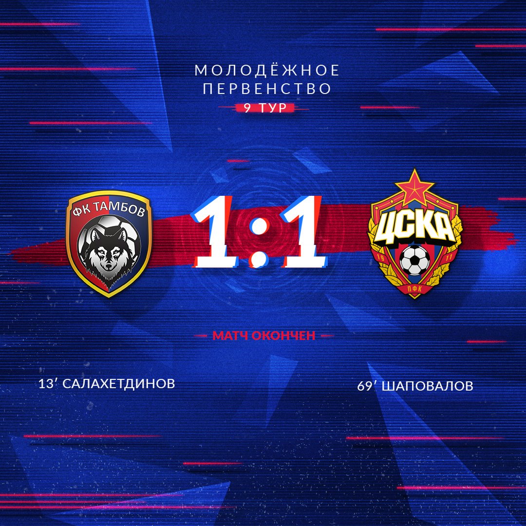 Матч молодежных команд Тамбов - ЦСКА завершился вничью