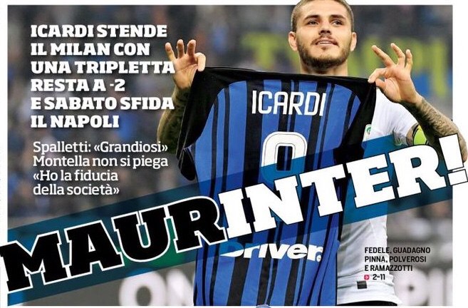 МаурИнтер! Заголовки Gazzetta, TuttoSport и Corriere за 16 октября
