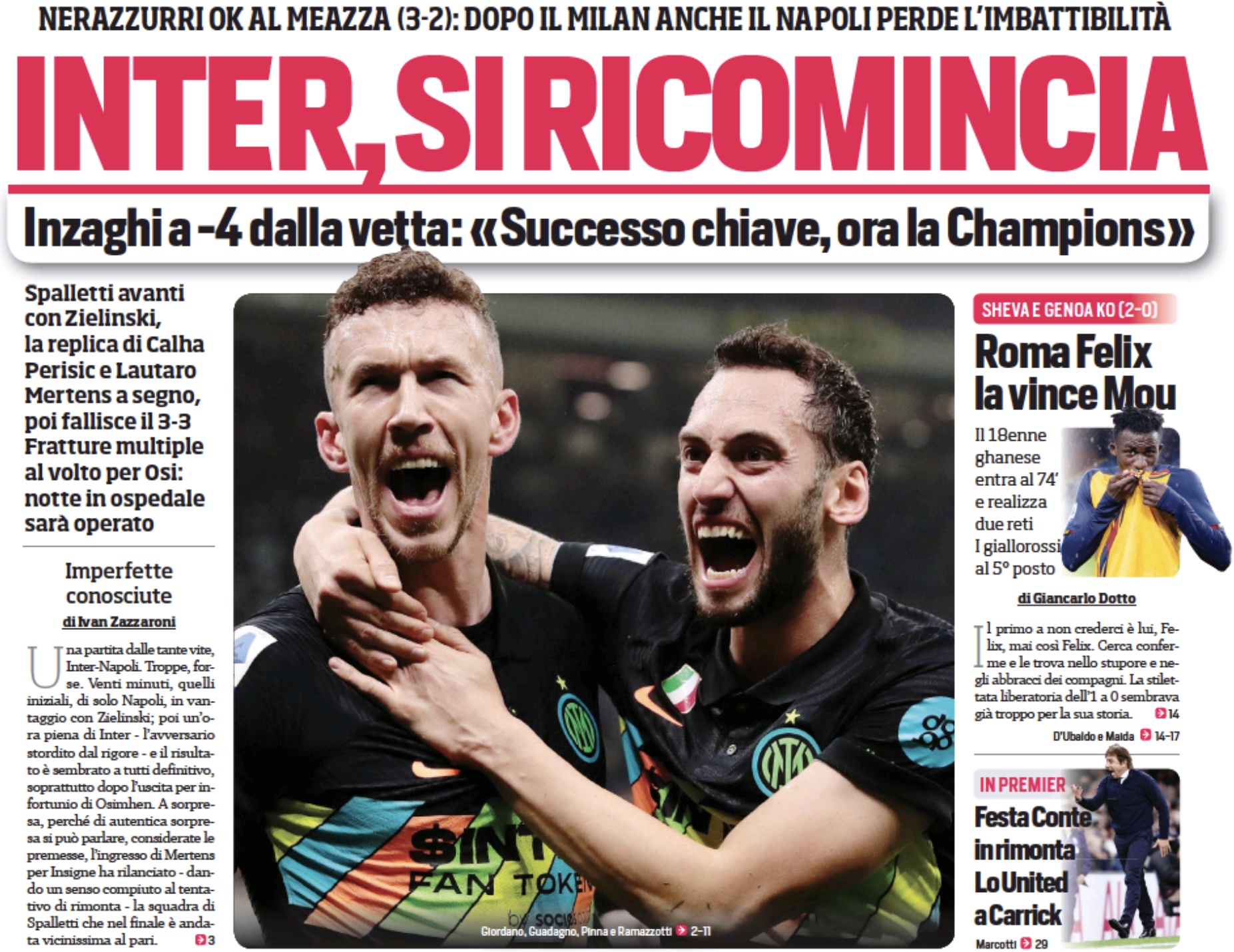 «Интер», всё начинается заново. Заголовки Gazzetta, TuttoSport и Corriere за 22 ноября