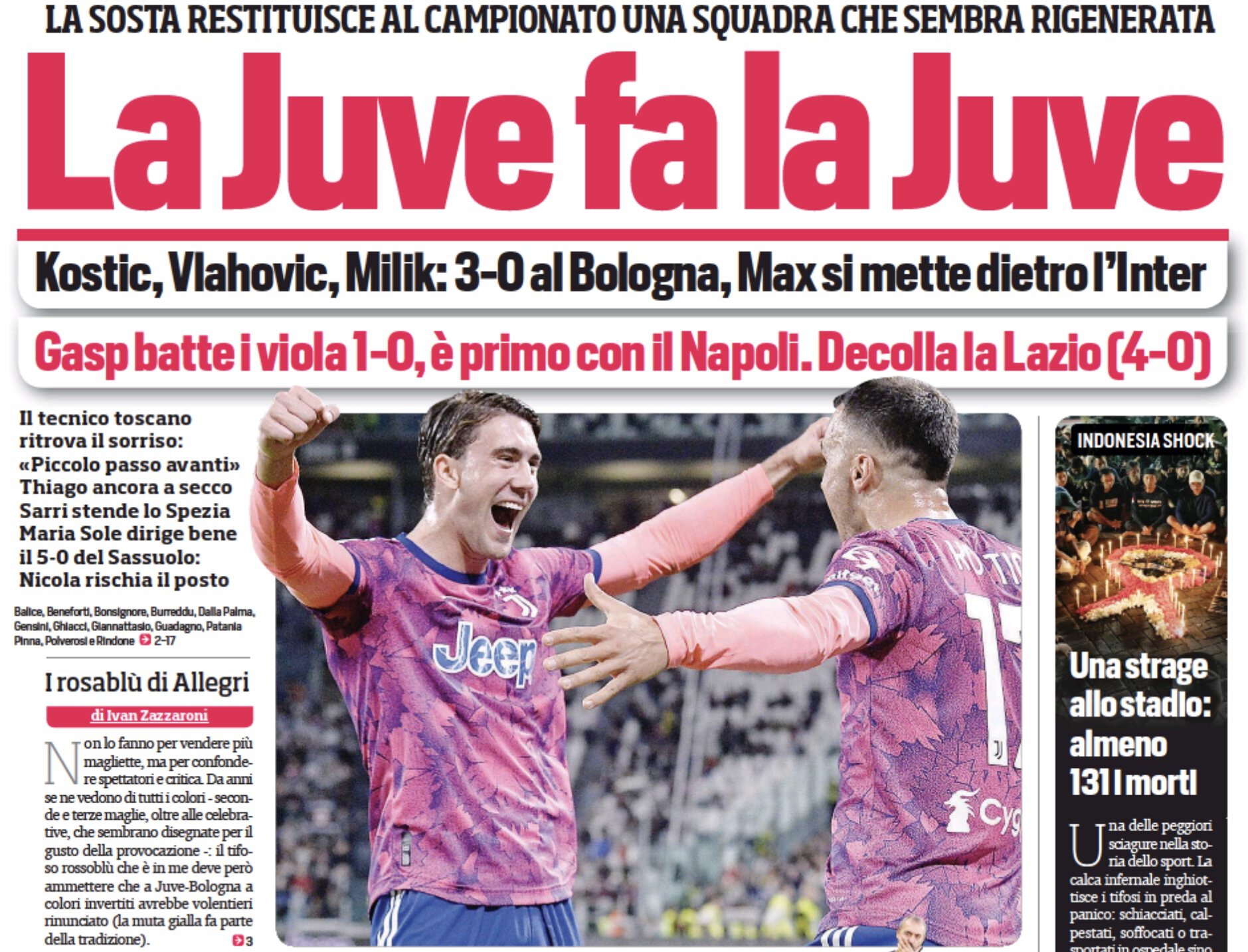 «Юве» исполнил «Юве». Заголовки Gazzetta, TuttoSport и Corriere за 3 октября