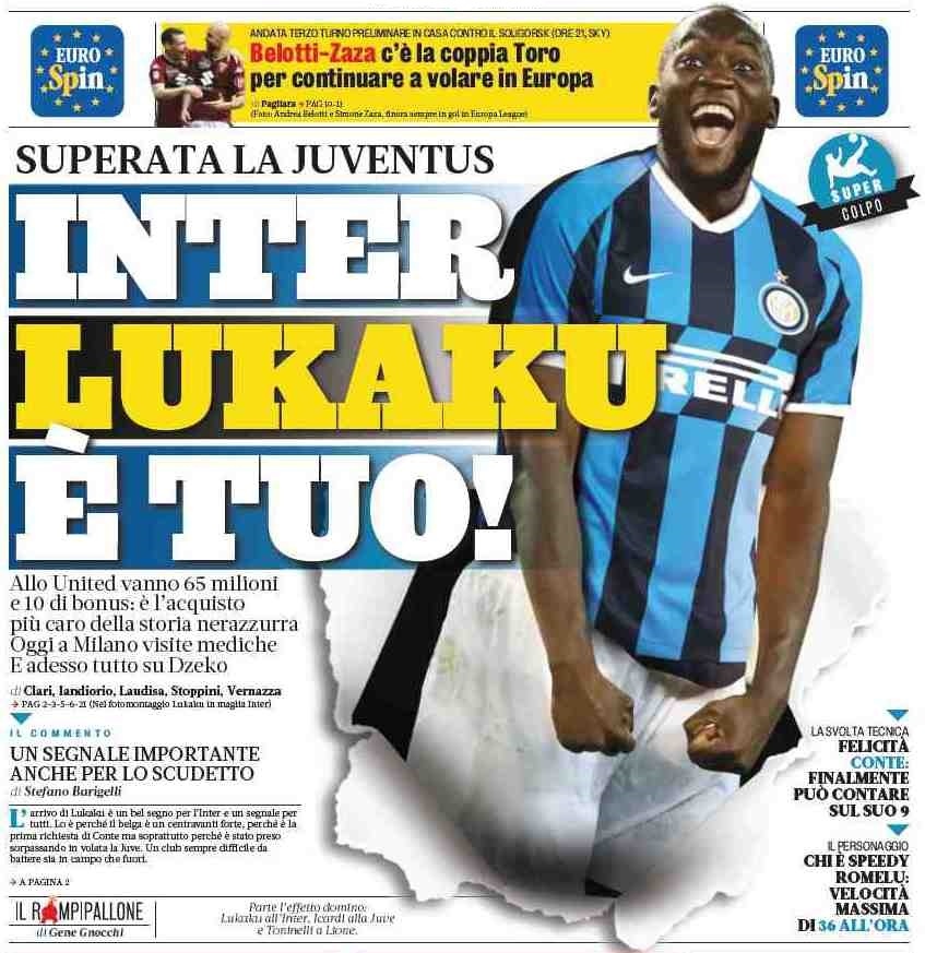 «Интер», Лукаку твой! Заголовки Gazzetta, TuttoSport и Corriere за 8 августа