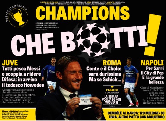 Лига Чемпионов, каков удар! Заголовки Gazzetta, TuttoSport и Corriere за 25 августа