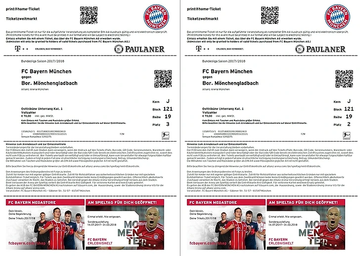 Билеты на матч &quout;Баварии&quout;