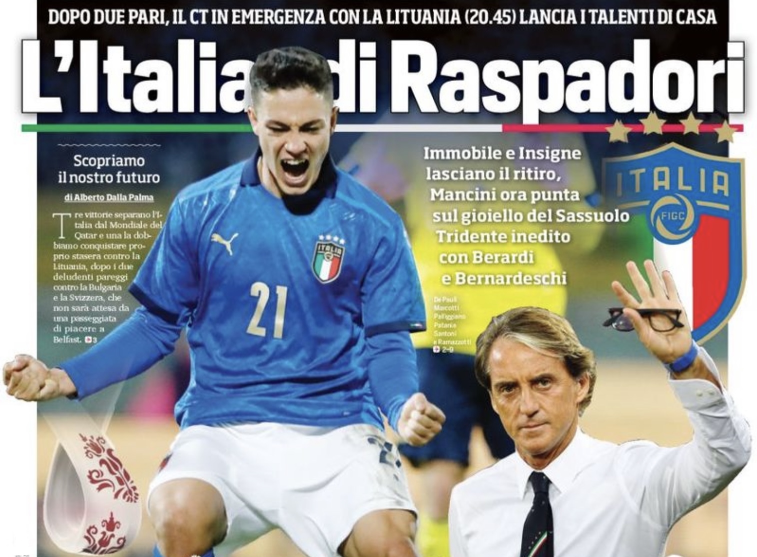 Италия Распадори. Заголовки Gazzetta, TuttoSport и Corriere за 8 сентября