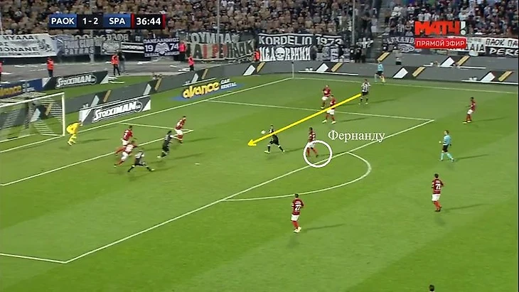 Эпизод матча ПАОК - &quout;Спартак&quout; - 2:3.