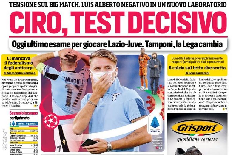 Чиро, решающий тест. Заголовки Gazzetta, TuttoSport и Corriere за 6 ноября