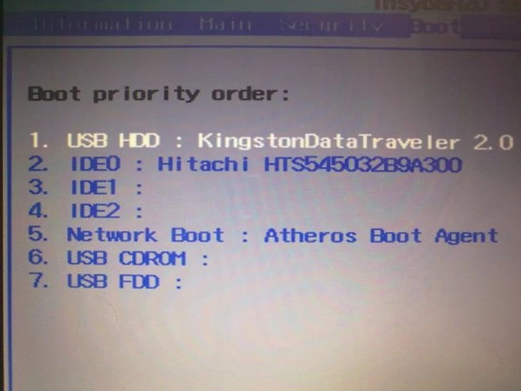 Порядок загрузки в BIOS