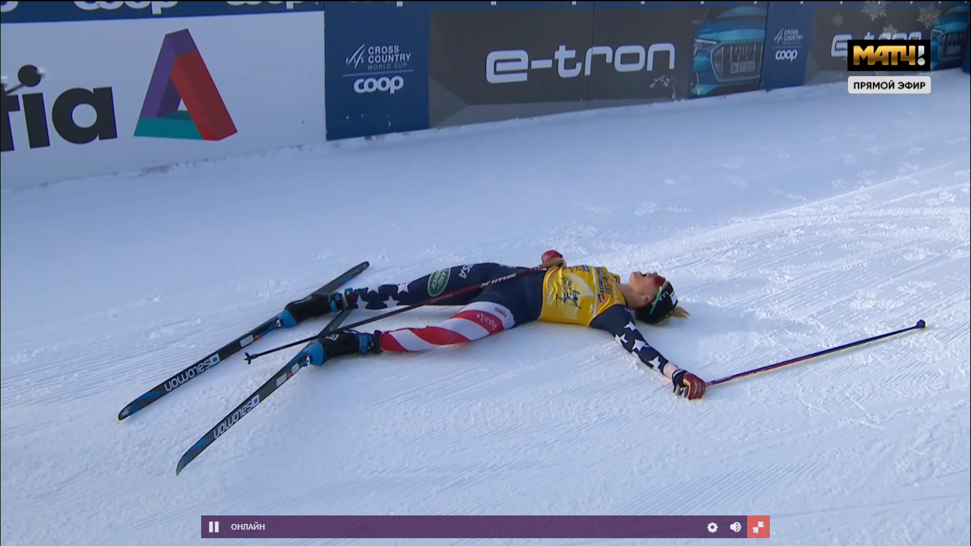 Американка Диггинс выиграла гонку с раздельным стартом на «Тур де Ски», Ступак — 4-я