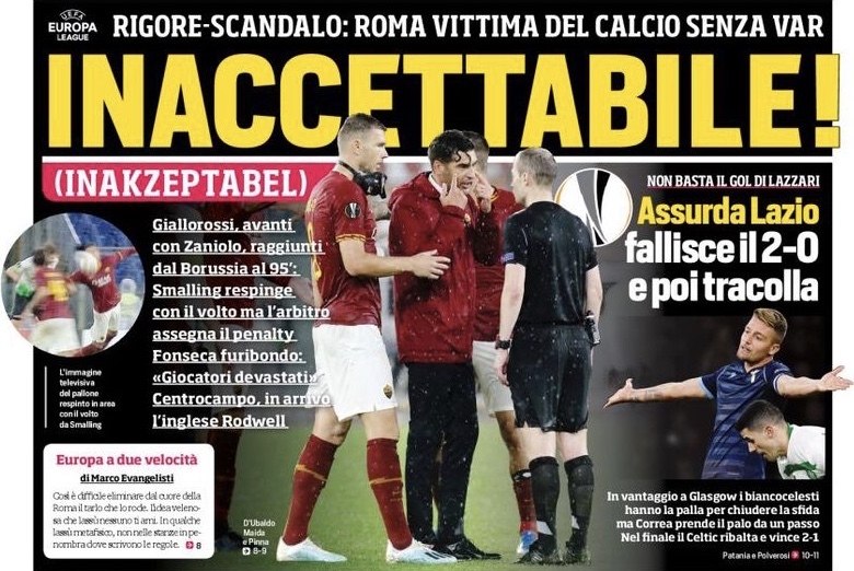 Неприемлемо! Заголовки Gazzetta, TuttoSport и Corriere за 25 октября