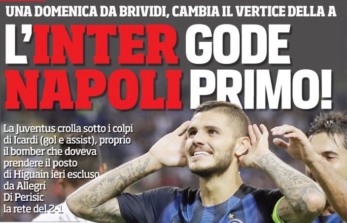 «Интер» доволен, «Наполи» первый!». Заголовки Gazzetta, TuttoSport и Corriere за 19 сентября