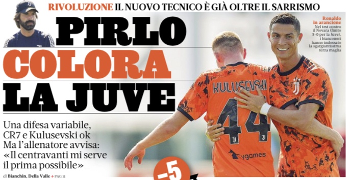 Пирло окрашивает «Юве». Заголовки Gazzetta, TuttoSport и Corriere за 14 сентября