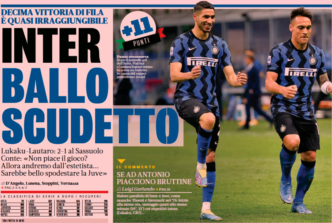 «Интер», танец Скудетто. Заголовки Gazzetta, TuttoSport и Corriere за 8 апреля